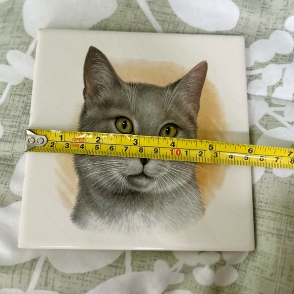Vintage Cute Pet Grey Kitty Cat Kitten Kitchen Trivet Hot Pot Holder - Picture 5 of 5